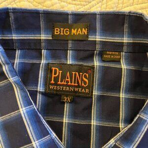 PLAINS BIG MAN SZ 3X LONG SLEEVE WESTERN SHIRT